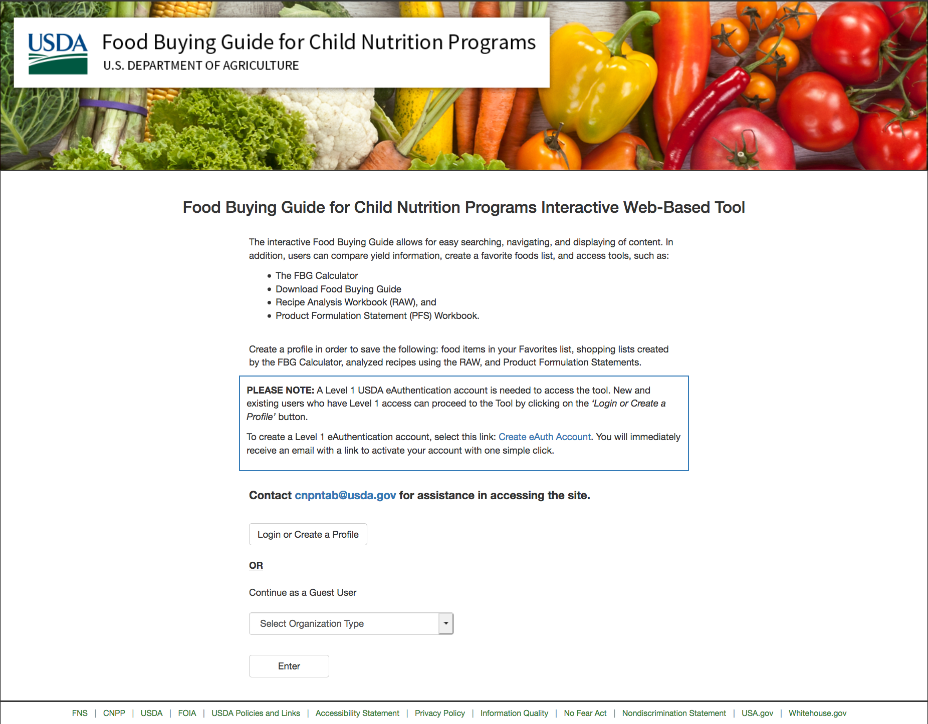 Food Buying Guide Home Page