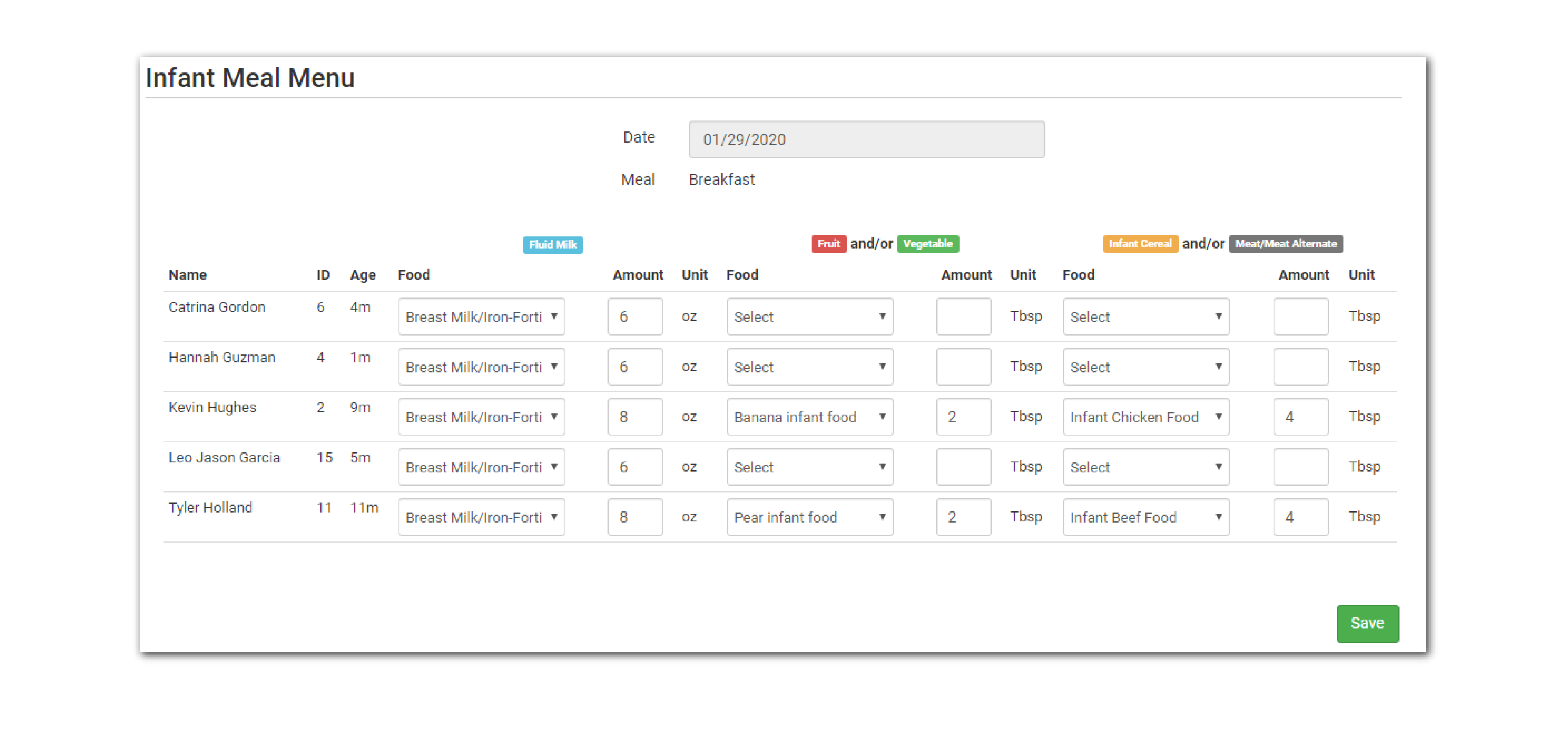 Software Update 2.3.2 Infant Menus Image