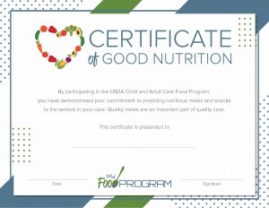 CACFP Week Certificate of Good Nutrition (Seniors)
