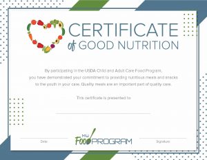 CACFP Week Certificate of Good Nutrition (Youth)