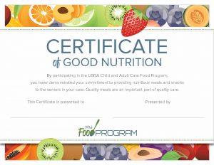CACFP Week Certificate of Good Nutrition (Seniors)