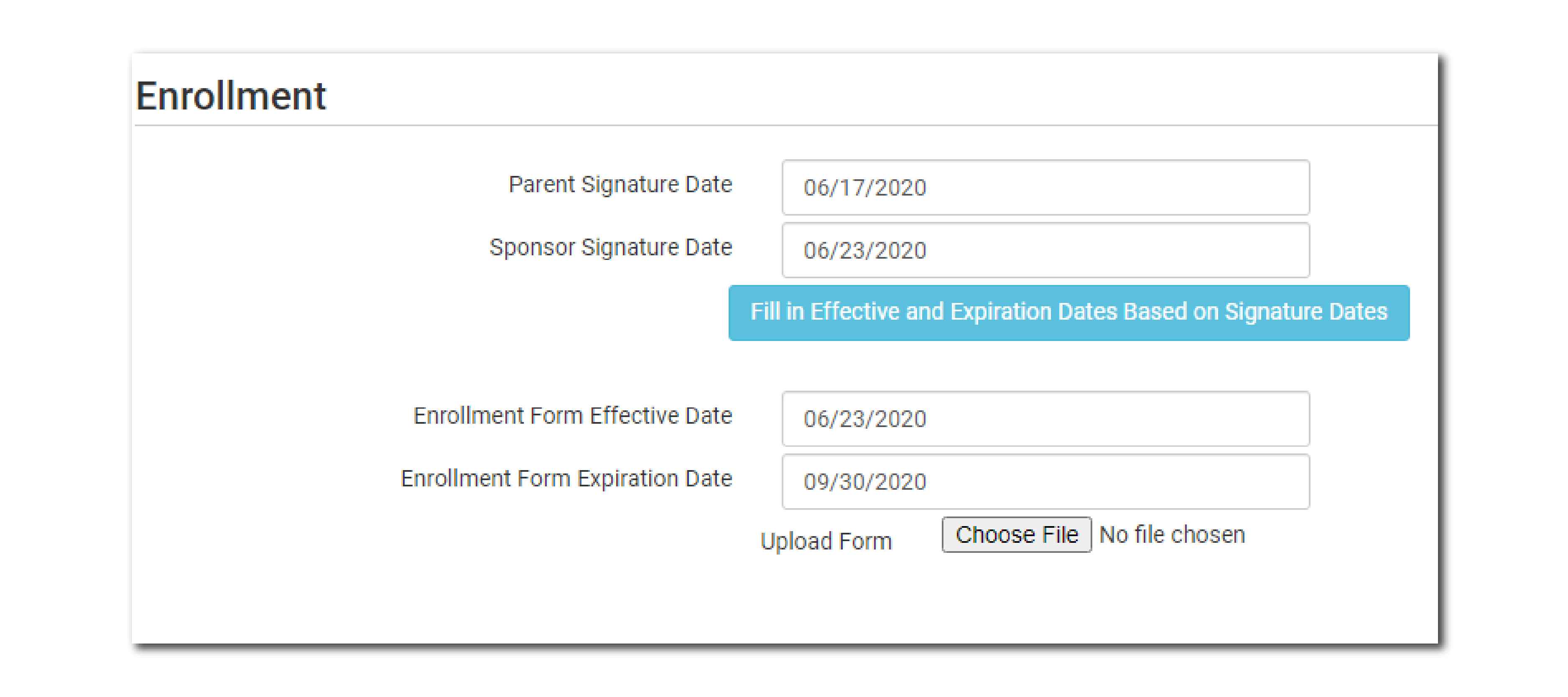 Enrollment Form Policies