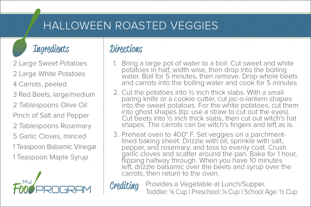 Halloween Roasted Veggies Recipe Card