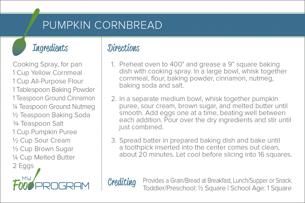 Pumpkin Cornbread Recipe Card