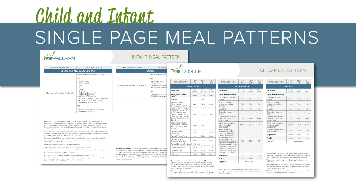 Child and Infant Single Page Meal Patterns