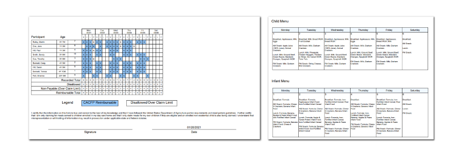 Meal Count and Menu Claim Documentation