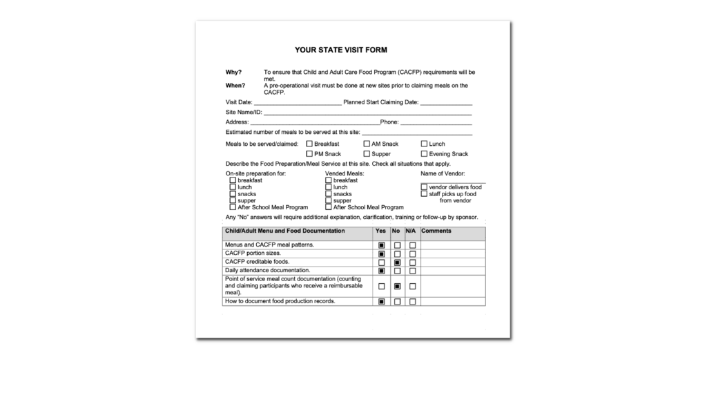 Electronic Visit System: Populated on Your State Form