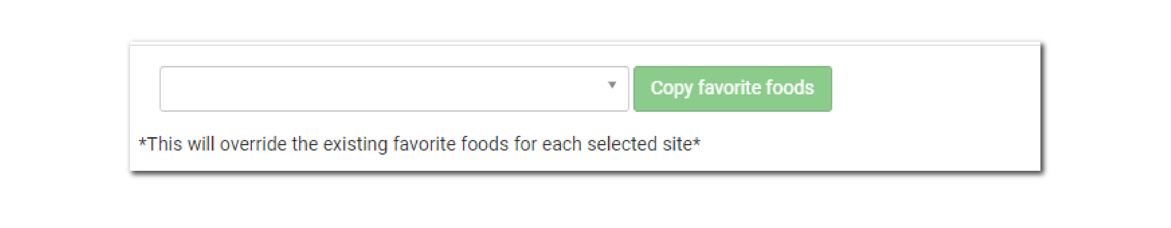 Copy Favorite Foods from One Site to Another