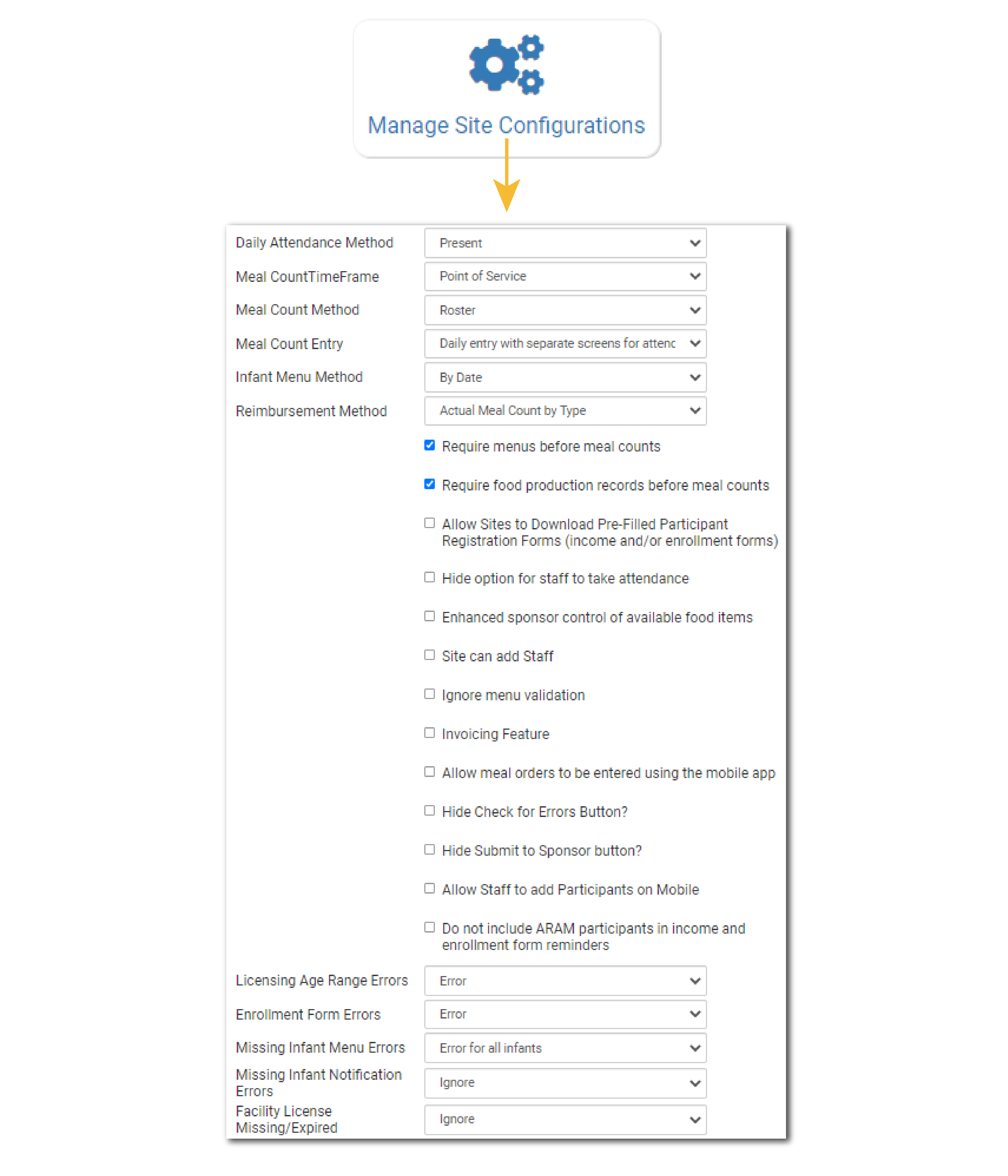 Change Settings for Existing Sites