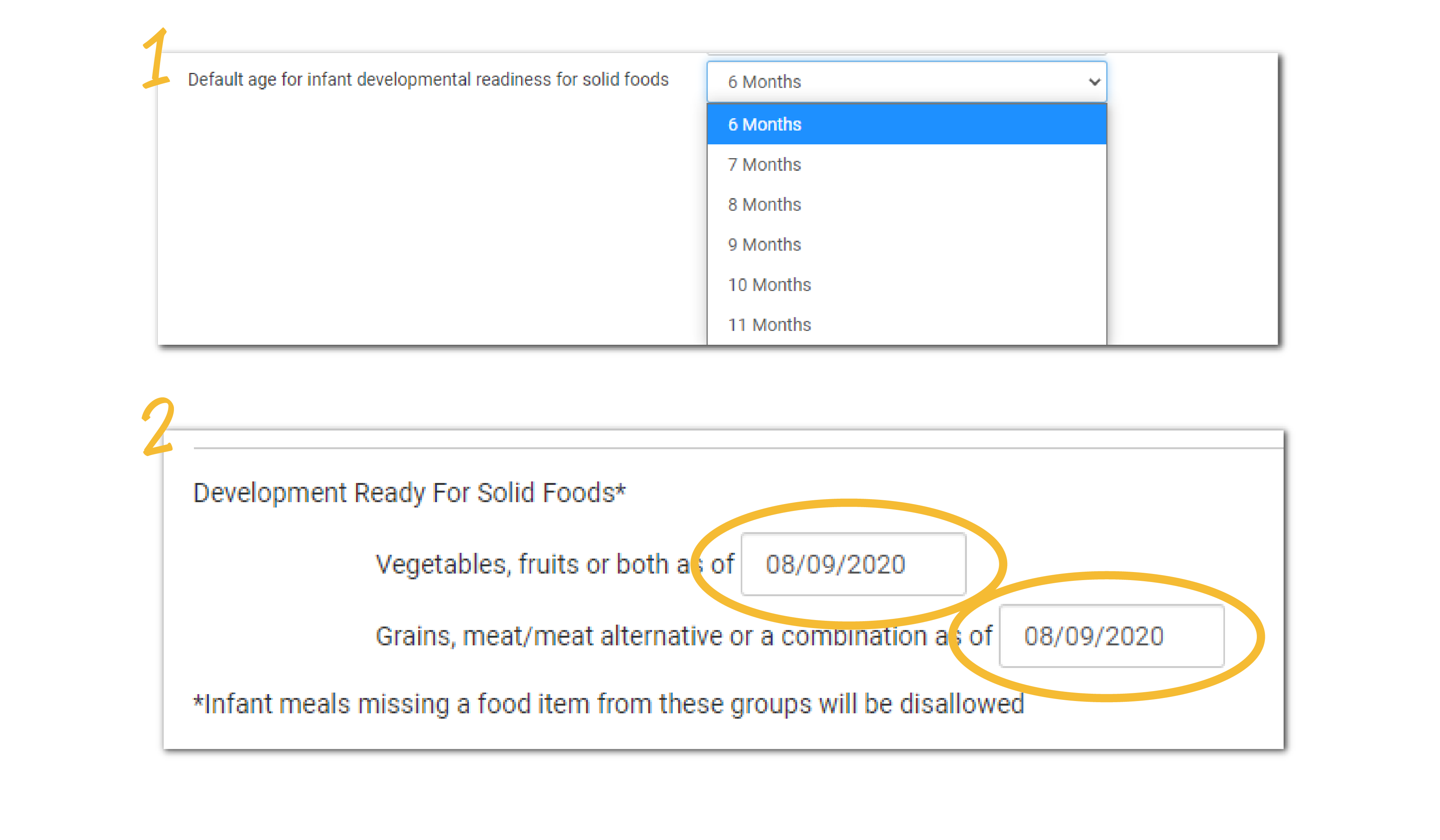 Default Date for Infant Developmental Readiness