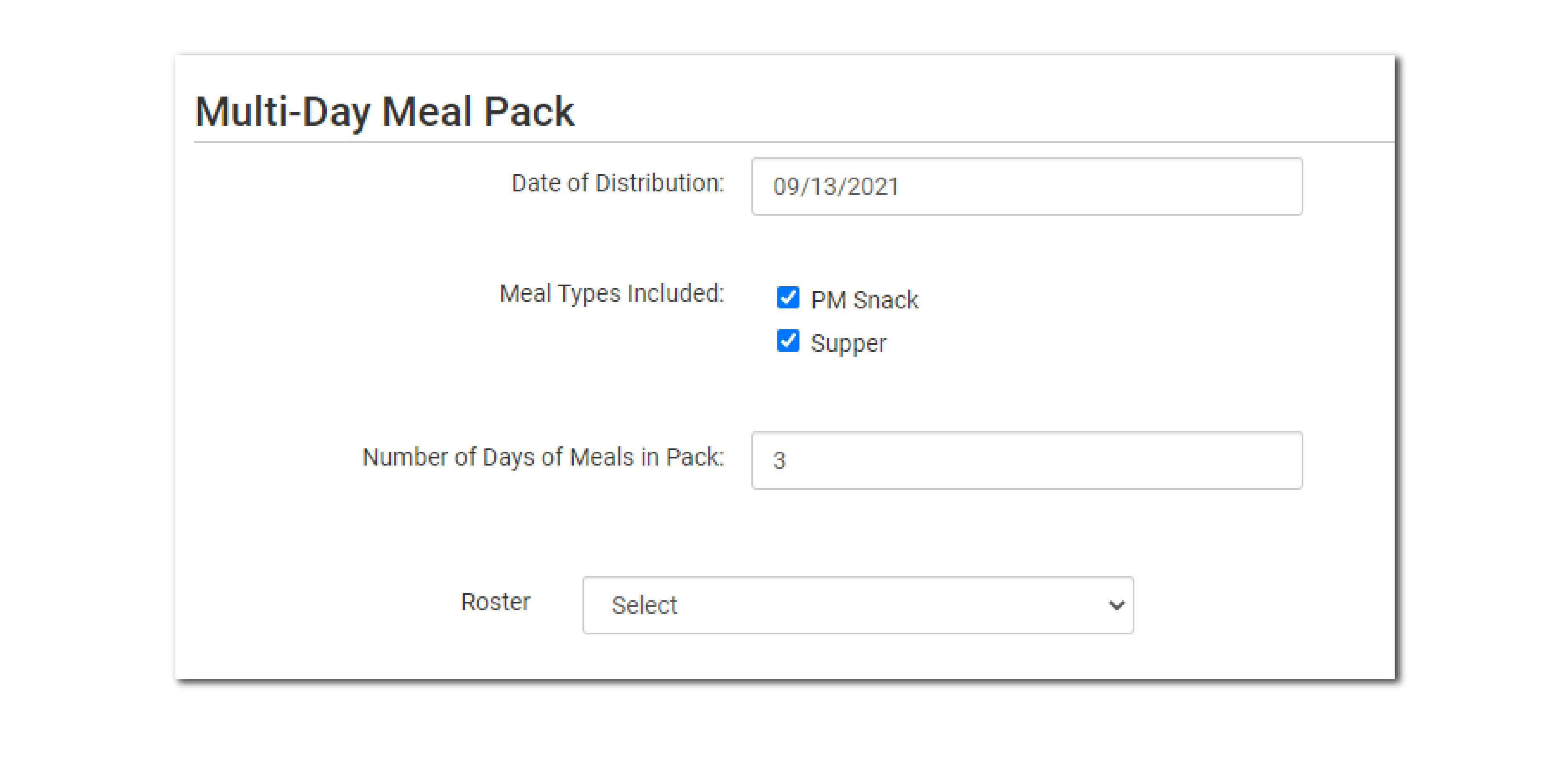 Multi-Day Meal Pack