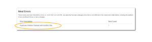 Automatically Disallow Meals Served to the Same Child in Multiple Sites