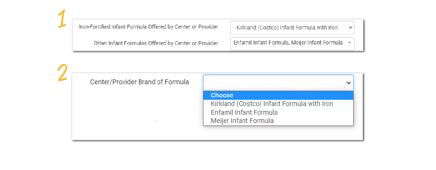 Infant Formula Selections