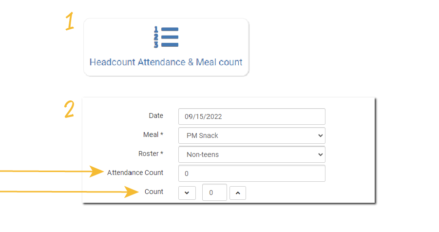 Attendance and Meal Count Screen Enhancement for Headcount