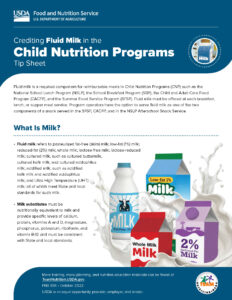 USDA Tip Sheet on Crediting Milk