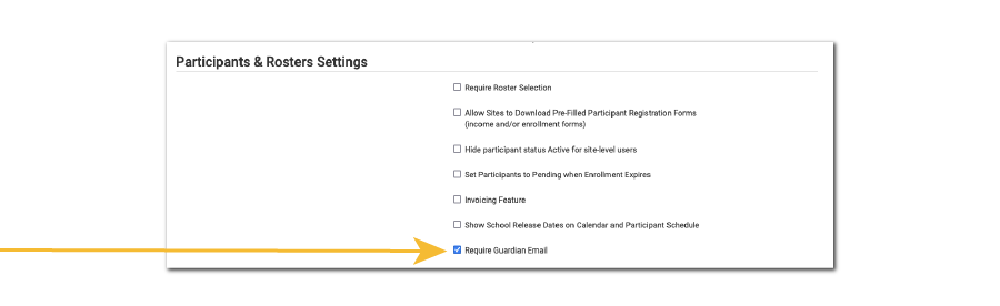 Require Email Address for Parent/Guardian
