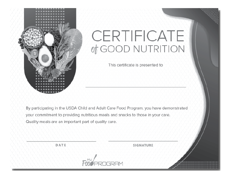 CACFP Week 2023 Certificate of Good Nutrition v1 B&W