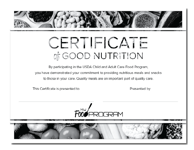 CACFP Week 2023 Certificate of Good Nutrition v2 B&W