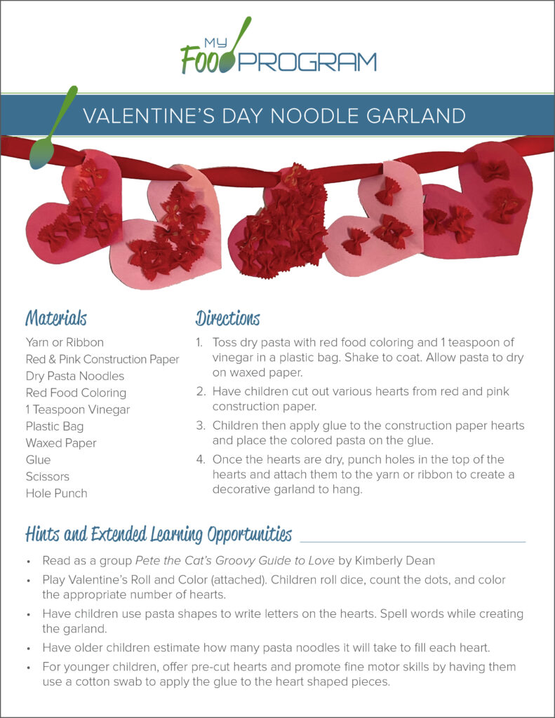 My Food Program Valentine's Day Noodle Garland