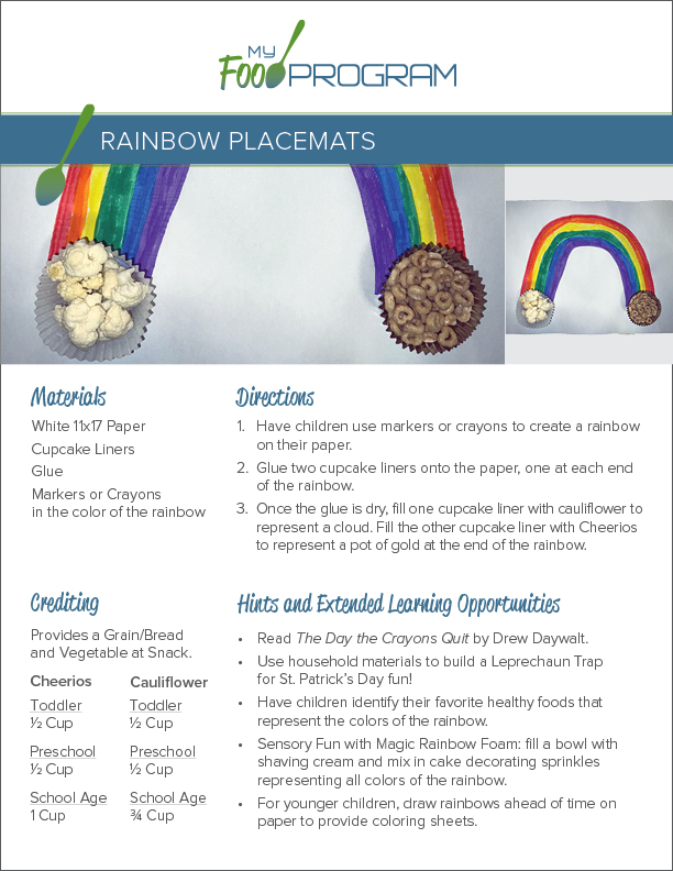 My Food Program Rainbow Placemats Craft