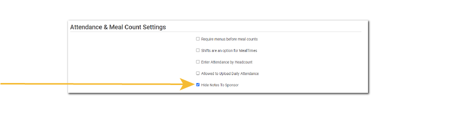 Hide Notes to Sponsor