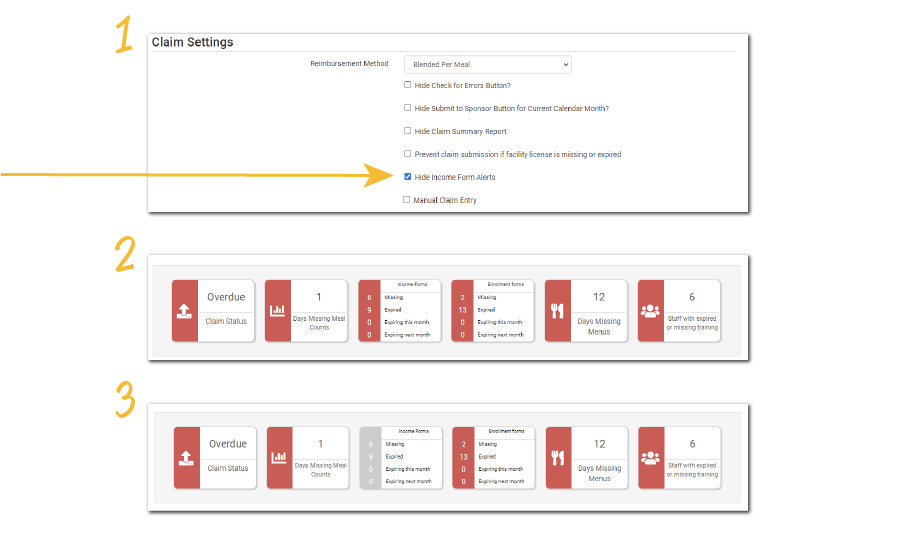 Hide Income Form Alerts