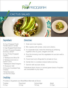 My Food Program Cinco de Mayo Cactus Salad Recipe