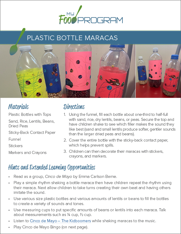 My Food Program Cinco de Mayo Plastic Bottle Maracas Craft