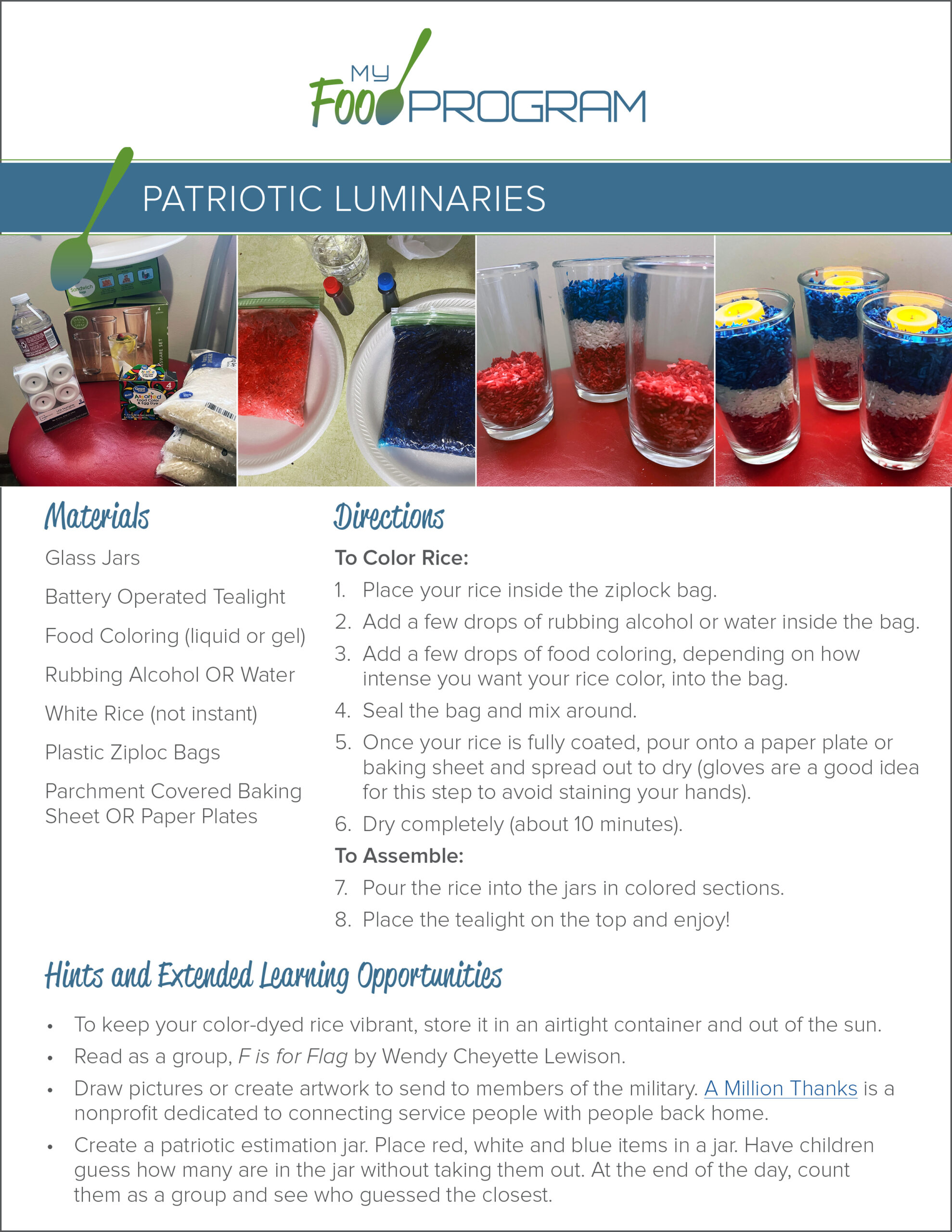 MFP Memorial Day Patriotic Luminaries