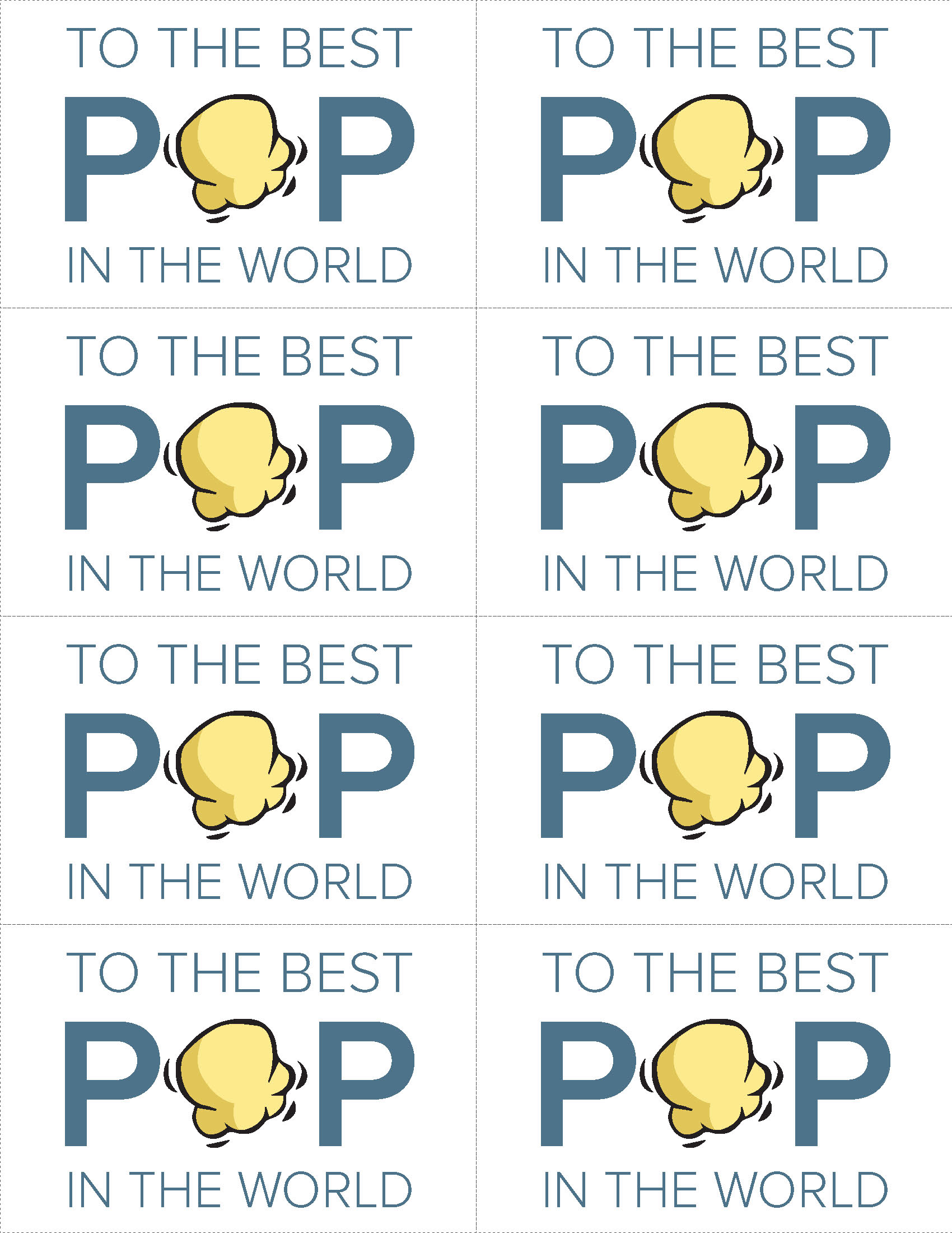 My Food Program Best Pop in the World Popcorn Labels