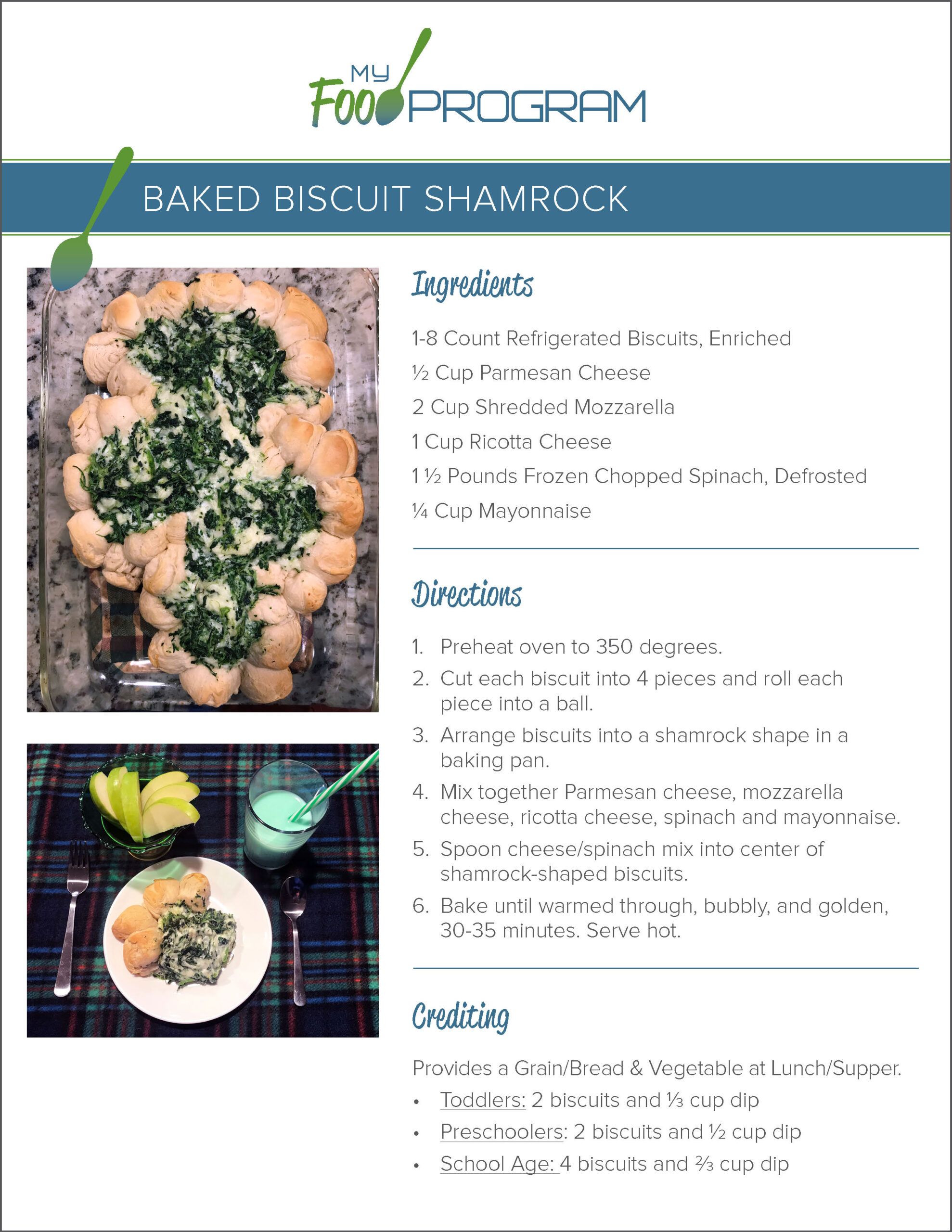 My Food Program Baked Biscuit Shamrock Recipe