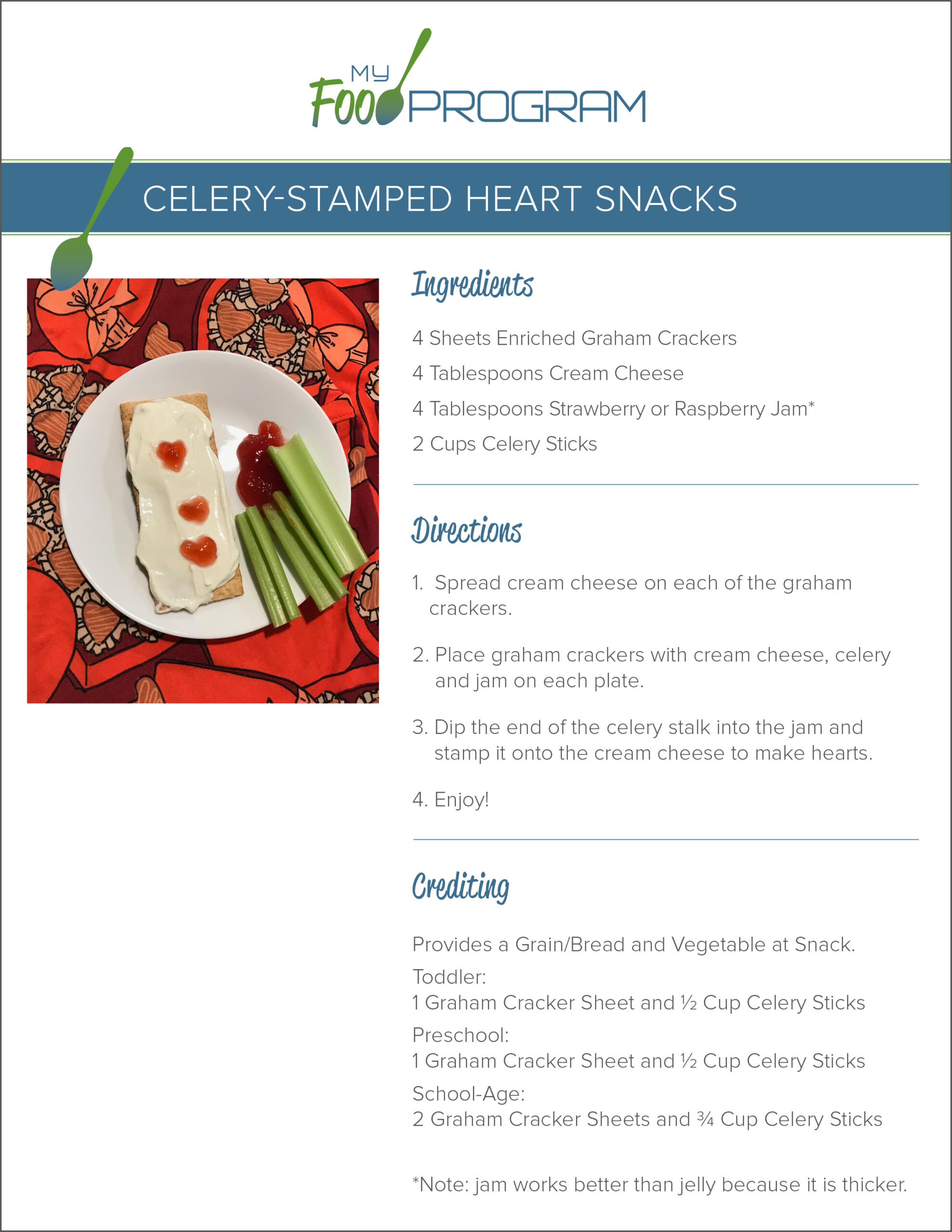 My Food Program Celery-Stamped Heart Snacks Recipe