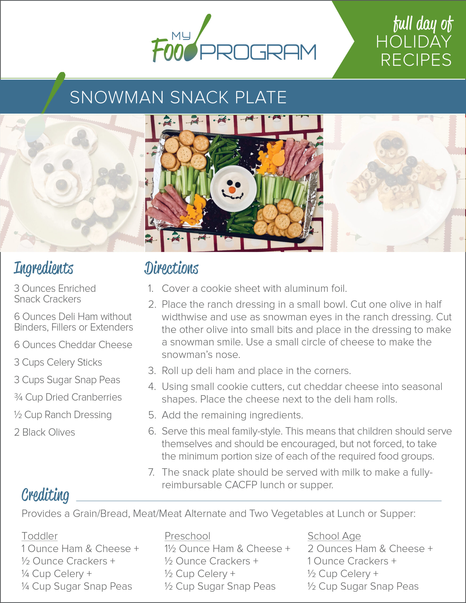 My Food Program Snowman Snack Plate Recipe