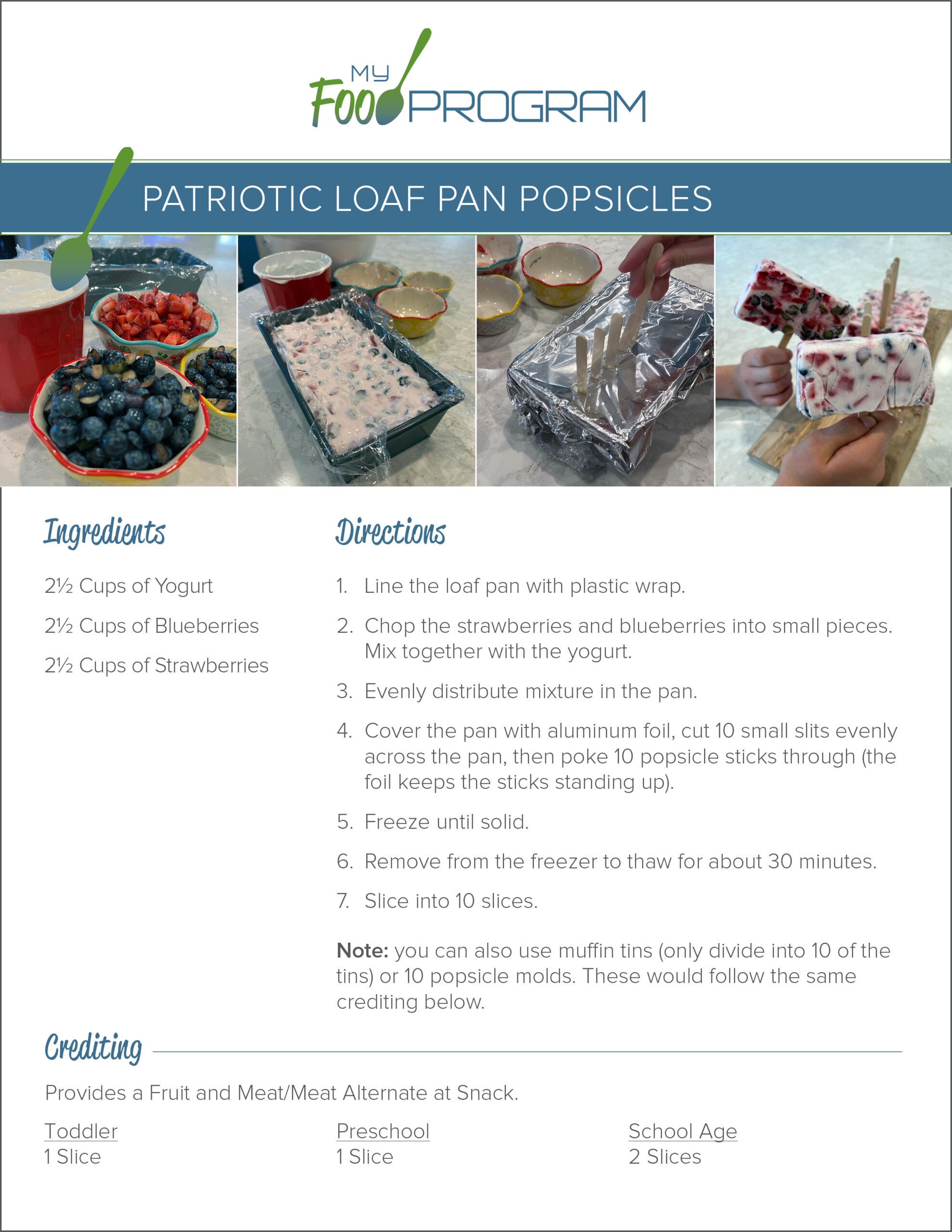 My Food Program Patriotic Loaf Pan Popsicles Recipe