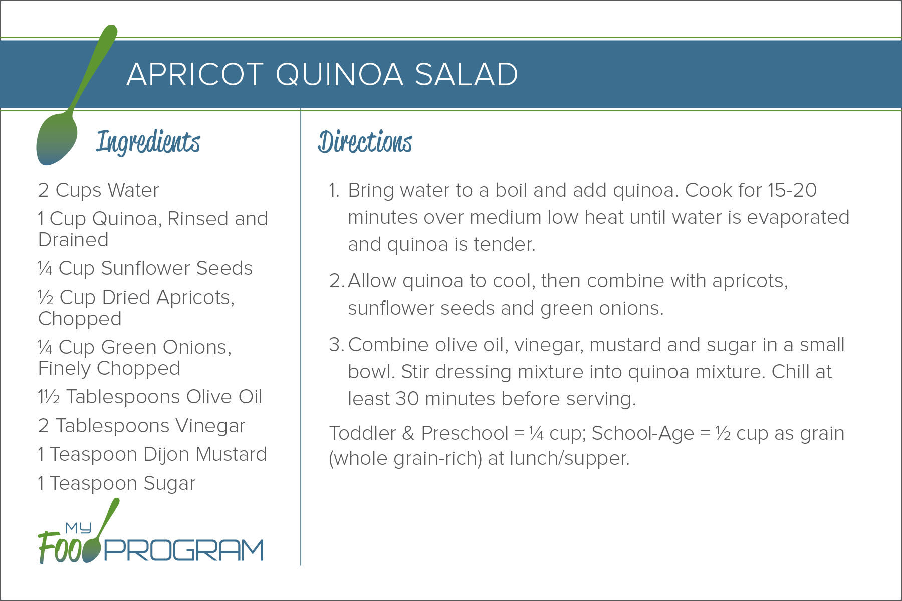 My Food Program Apricot Quinoa Salad Recipe