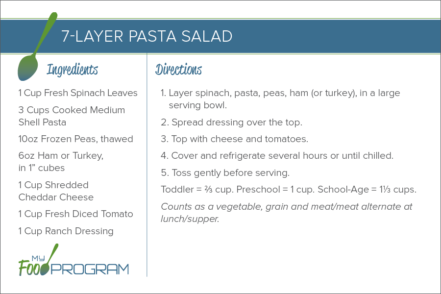 My Food Program 7 Layer Pasta Salad Recipe