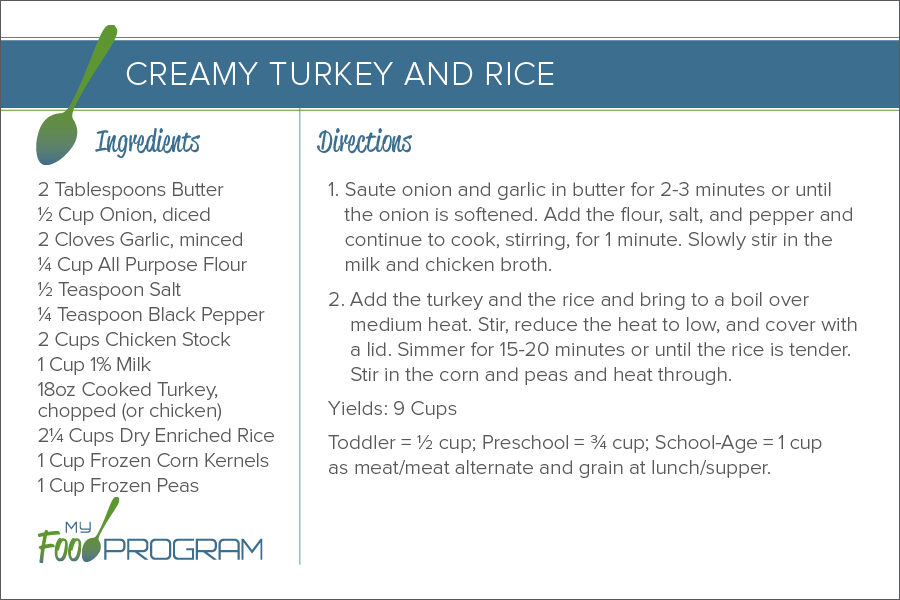 My Food Program Creamy Turkey and Rice Recipe
