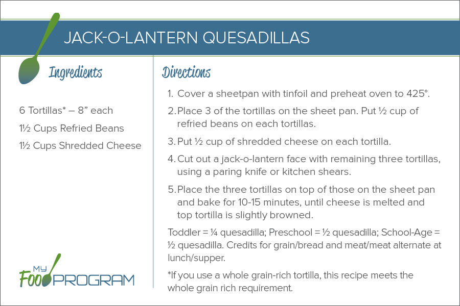 My Food Program Jack-O-Lantern Quesadillas Recipe