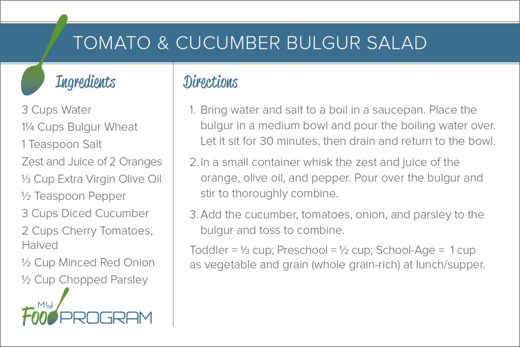 My Food Program Tomato Cucumber Bulgur Salad Recipe