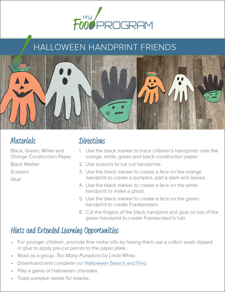 My Food Program Halloween Handprint Friends Craft