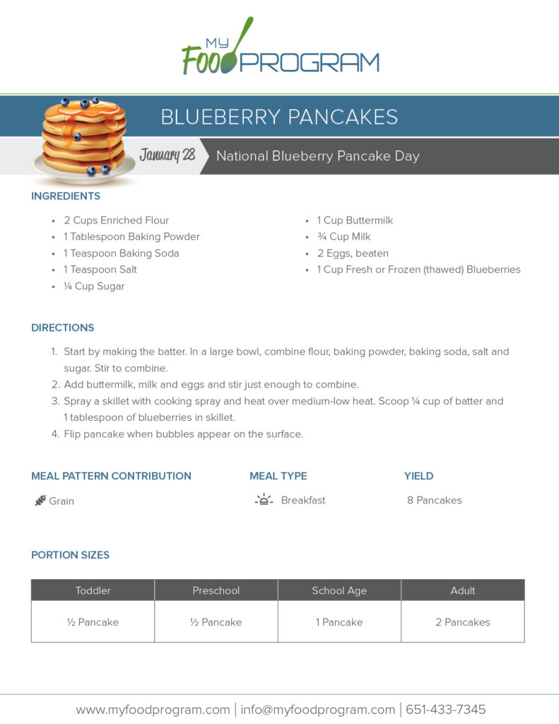 My Food Program Blueberry Pancakes Recipe