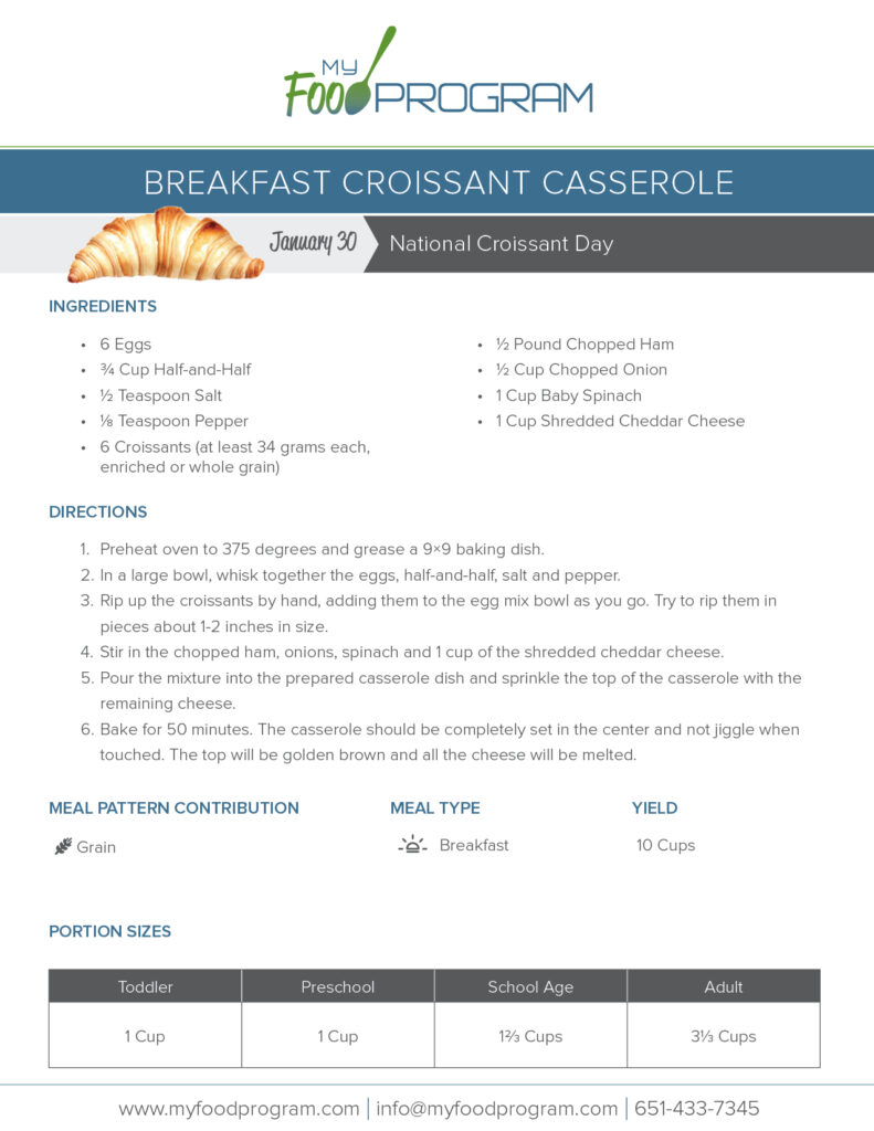 My Food Program Breakfast Croissant Casserole Recipe