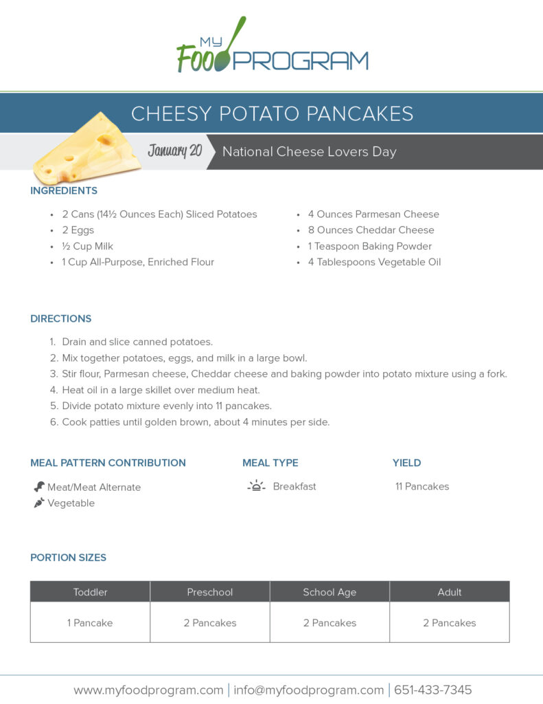 My Food Program Cheesy Potato Pancakes Recipe