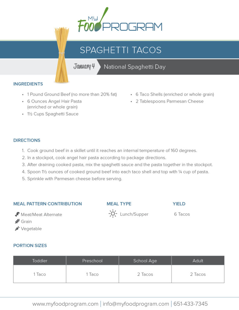 My Food Program Spaghetti Tacos Recipe