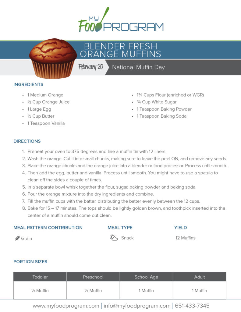 My Food Program Blender Fresh Orange Muffins Recipe