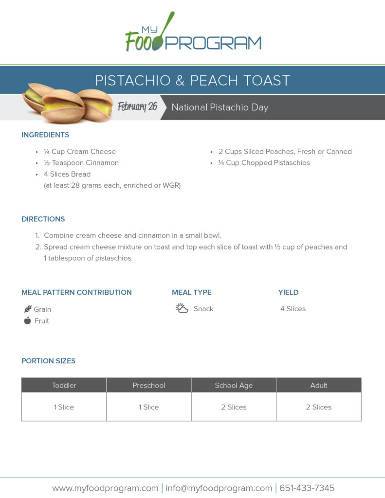 My Food Program Pistachio and Pear Toast Recipe