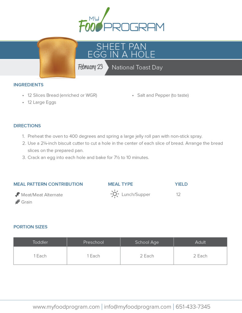 My Food Program Sheet Pan Egg In a Hole Recipe