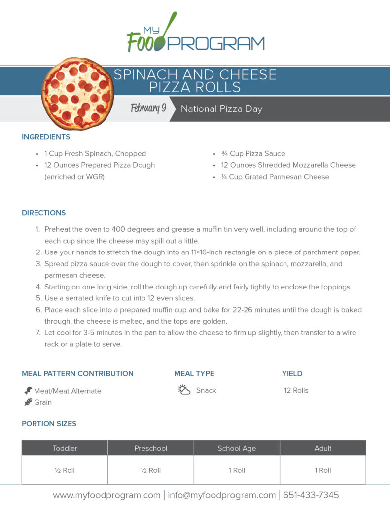 My Food Program Spinach and Cheese Pizza Rolls Recipe
