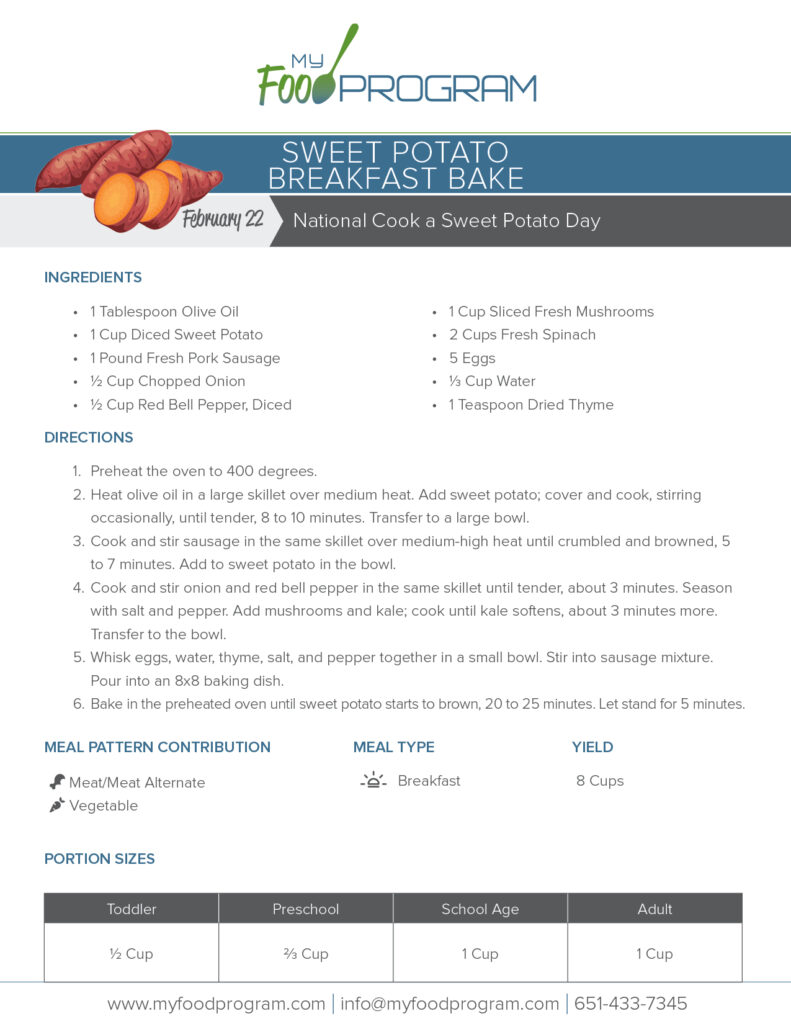 My Food Program Sweet Potato Breakfast Bake Recipe