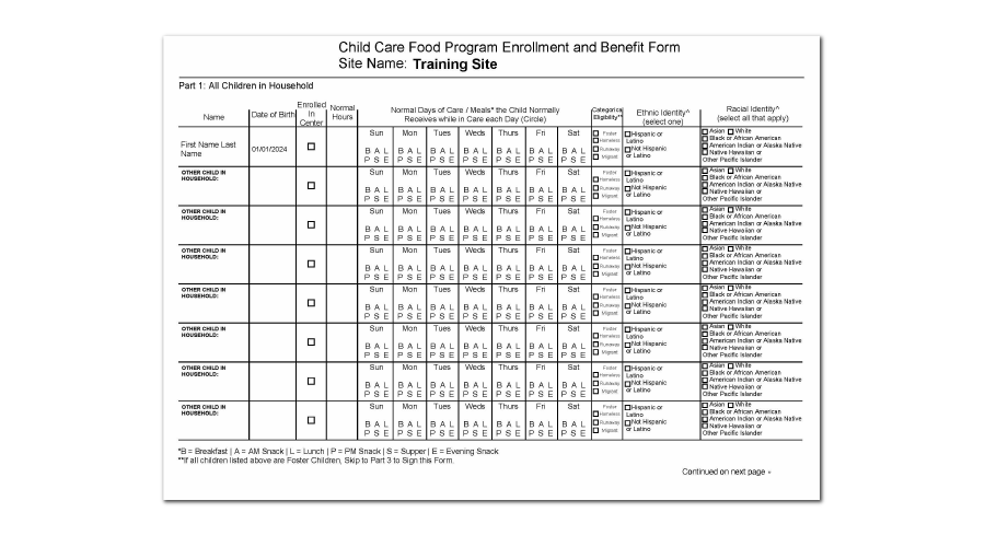 Blank Participant Registration Form